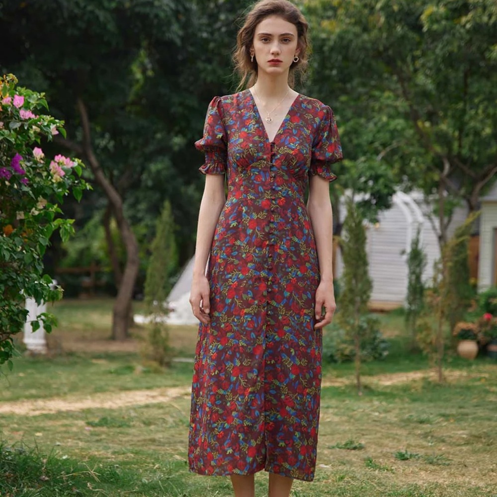 Simple Retro Kora Floral Print Maxi Dress